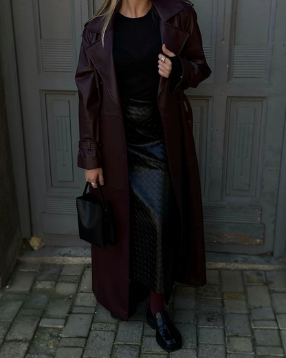 Dame Stilfuld Lang Vinter Maxi Trenchcoat