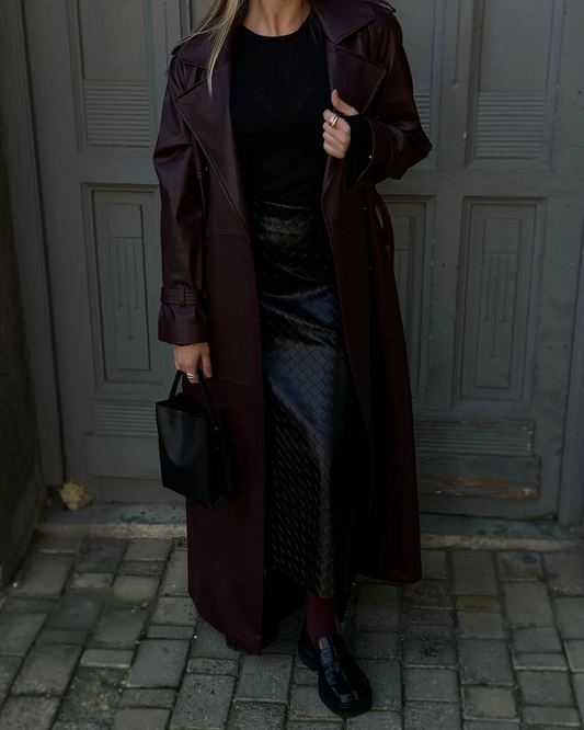 Dame Stilfuld Lang Vinter Maxi Trenchcoat