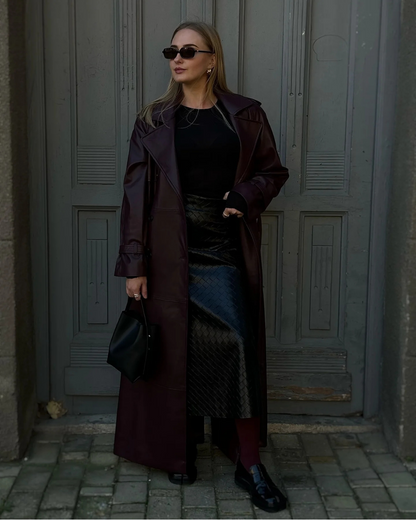 Dame Stilfuld Lang Vinter Maxi Trenchcoat