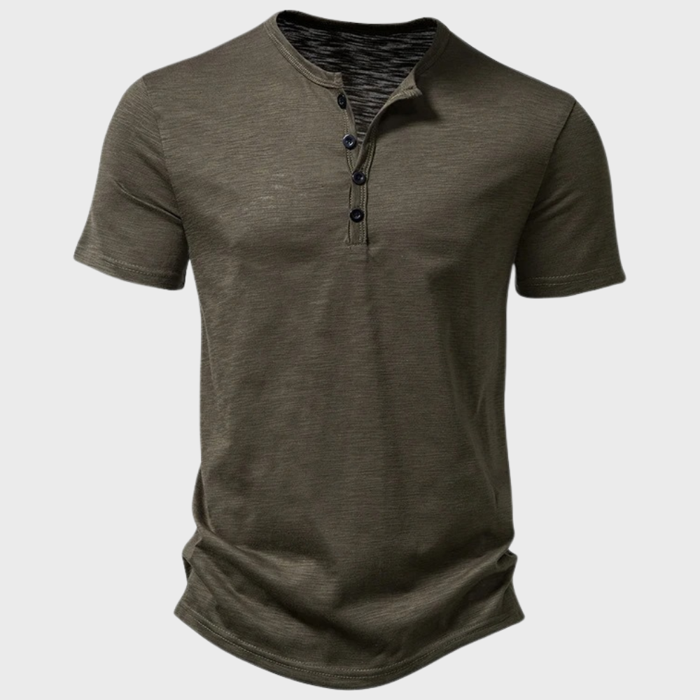 Casual Henley T-shirt med Knapper