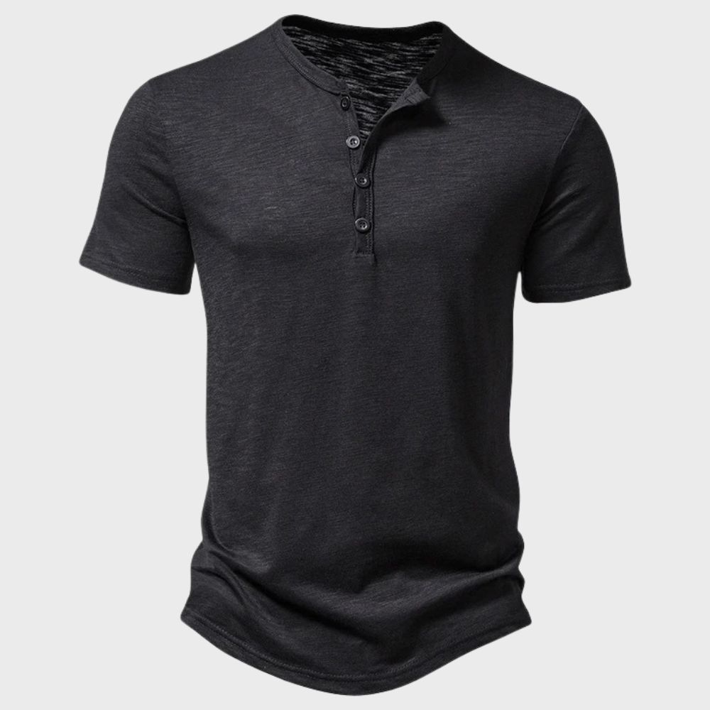 Casual Henley T-shirt med Knapper