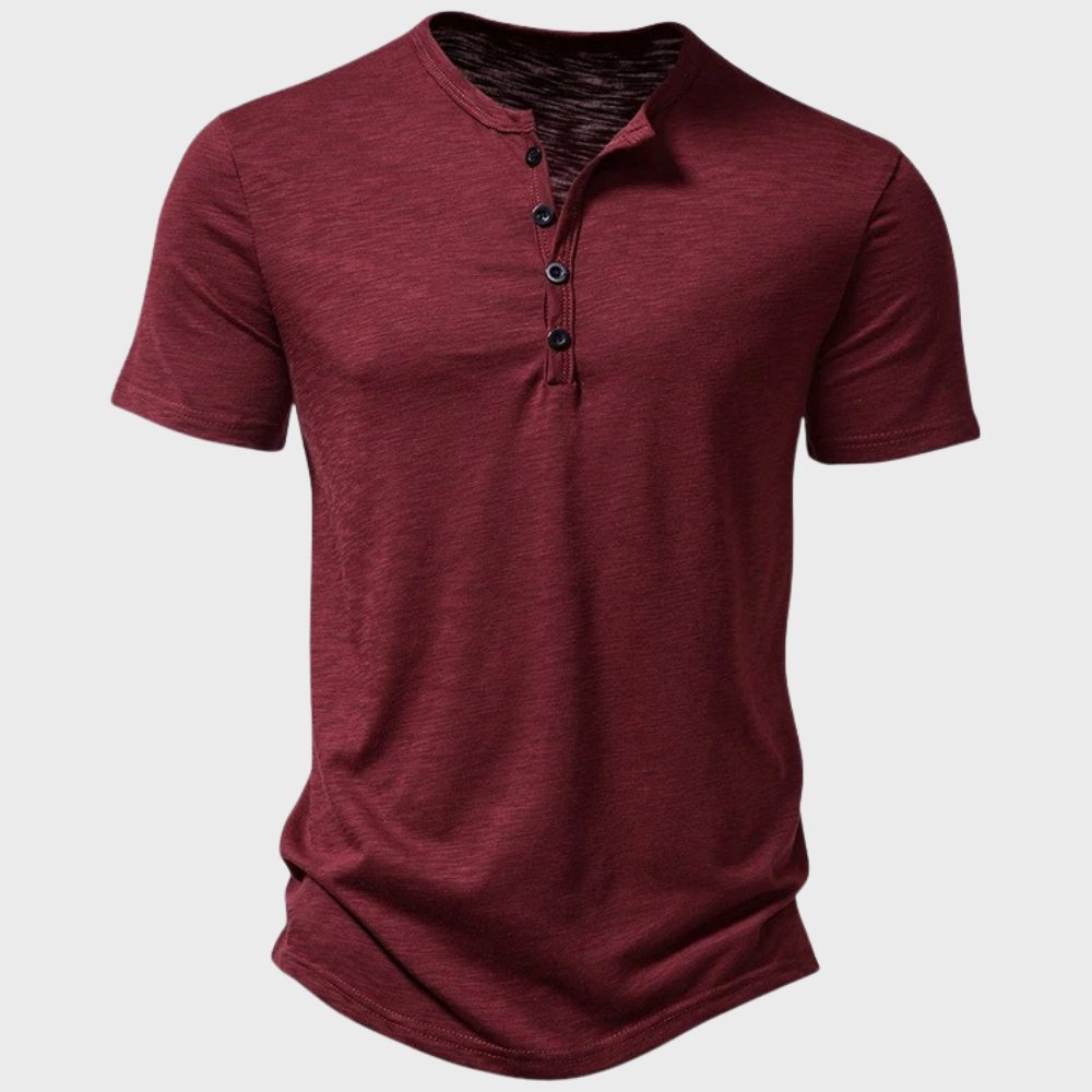 Casual Henley T-shirt med Knapper