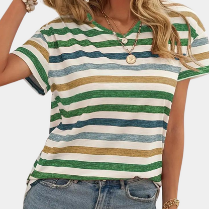 Casual Stilfuld T-Shirt Med Striber