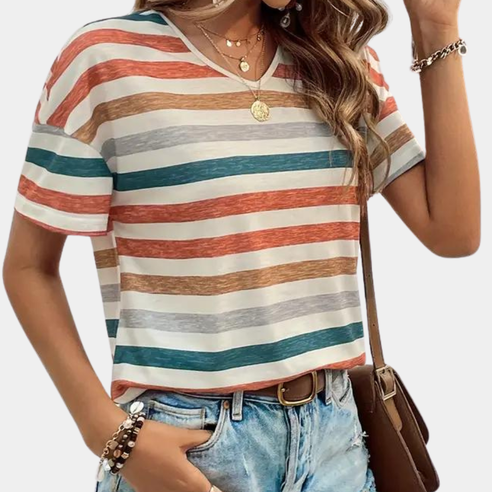 Casual Stilfuld T-Shirt Med Striber