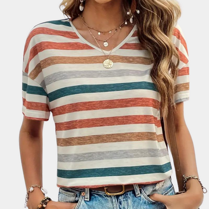 Casual Stilfuld T-Shirt Med Striber