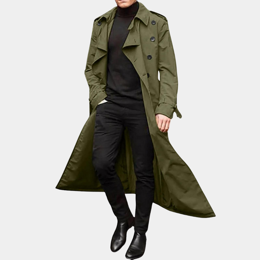 Marius | Lang trenchcoat med vandafvisende stof