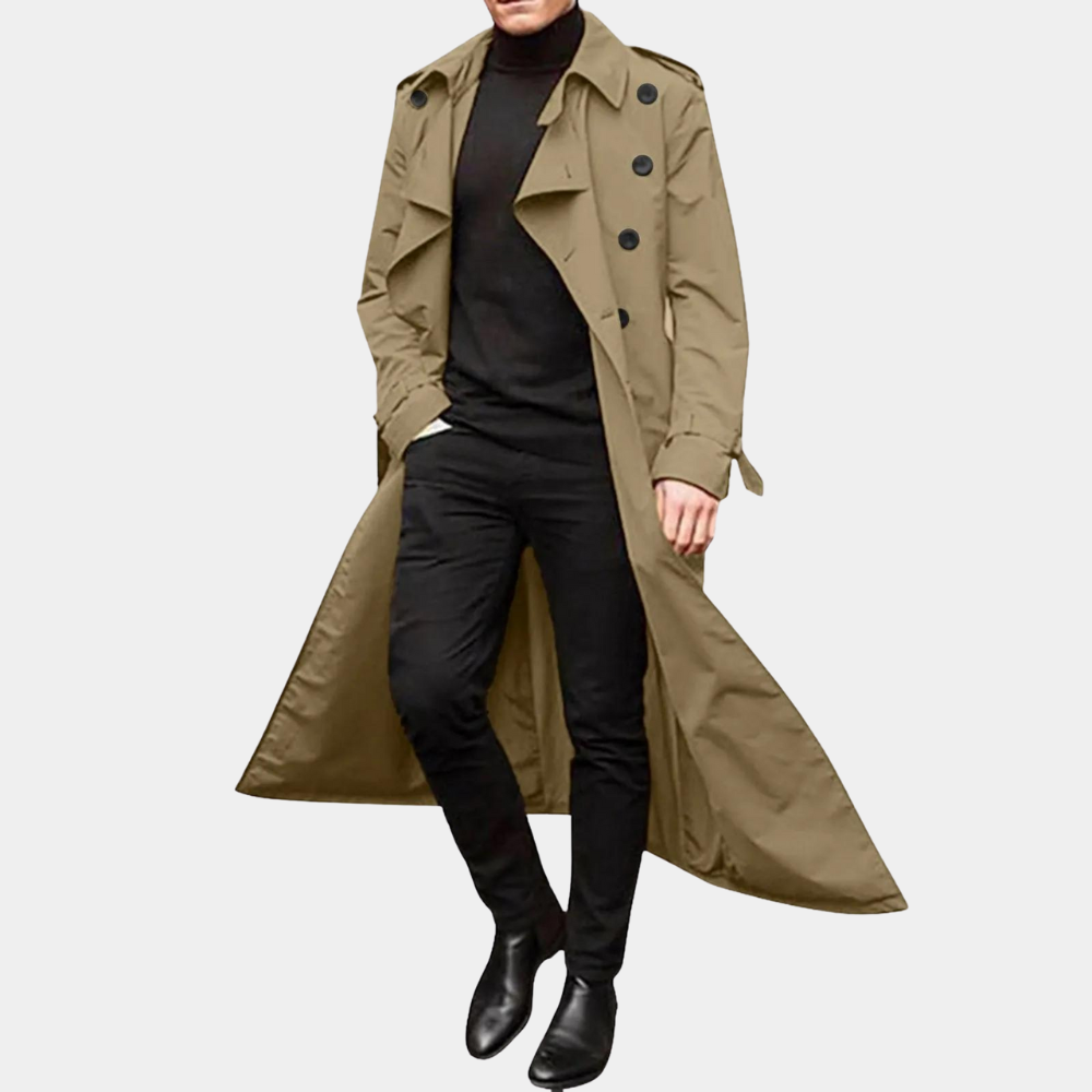 Marius | Lang trenchcoat med vandafvisende stof