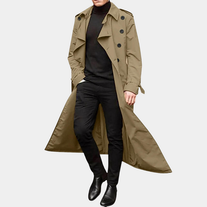 Marius | Lang trenchcoat med vandafvisende stof