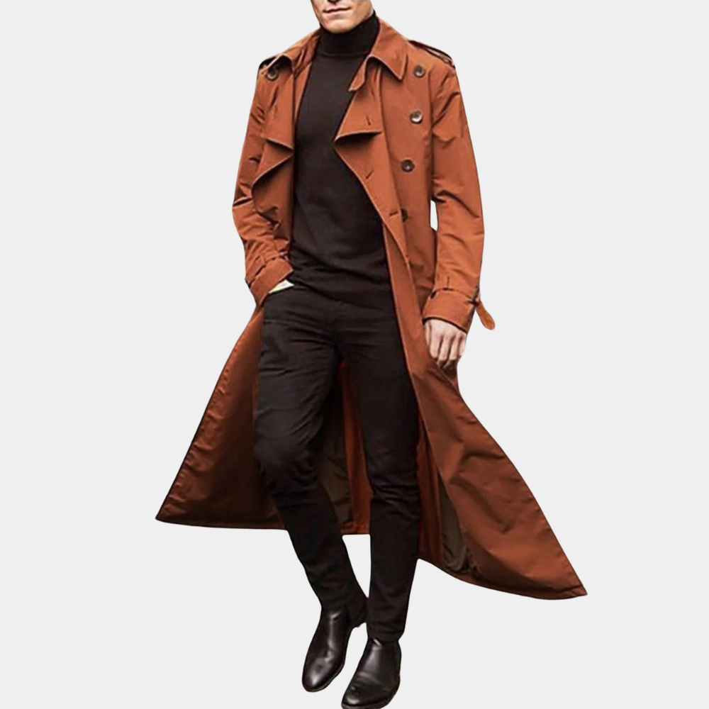 Marius | Lang trenchcoat med vandafvisende stof