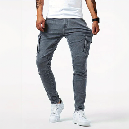 Frederik | Slim Fit Cargobukser Til Herre Med Kontrastsømme I Urban Stil
