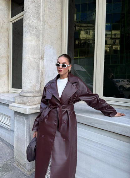 Dame Stilfuld Lang Vinter Maxi Trenchcoat