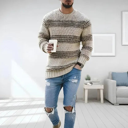 Niels | Langærmet sweater med stribet mønster og slank pasform