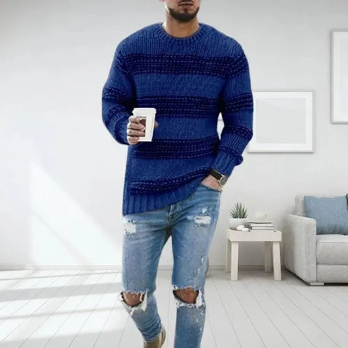 Niels | Langærmet sweater med stribet mønster og slank pasform