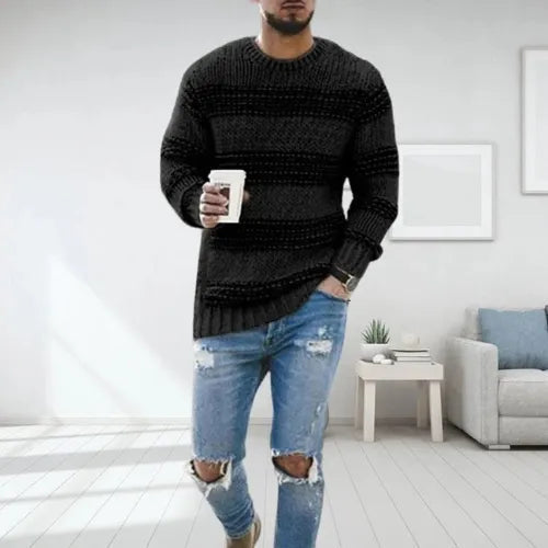 Niels | Langærmet sweater med stribet mønster og slank pasform