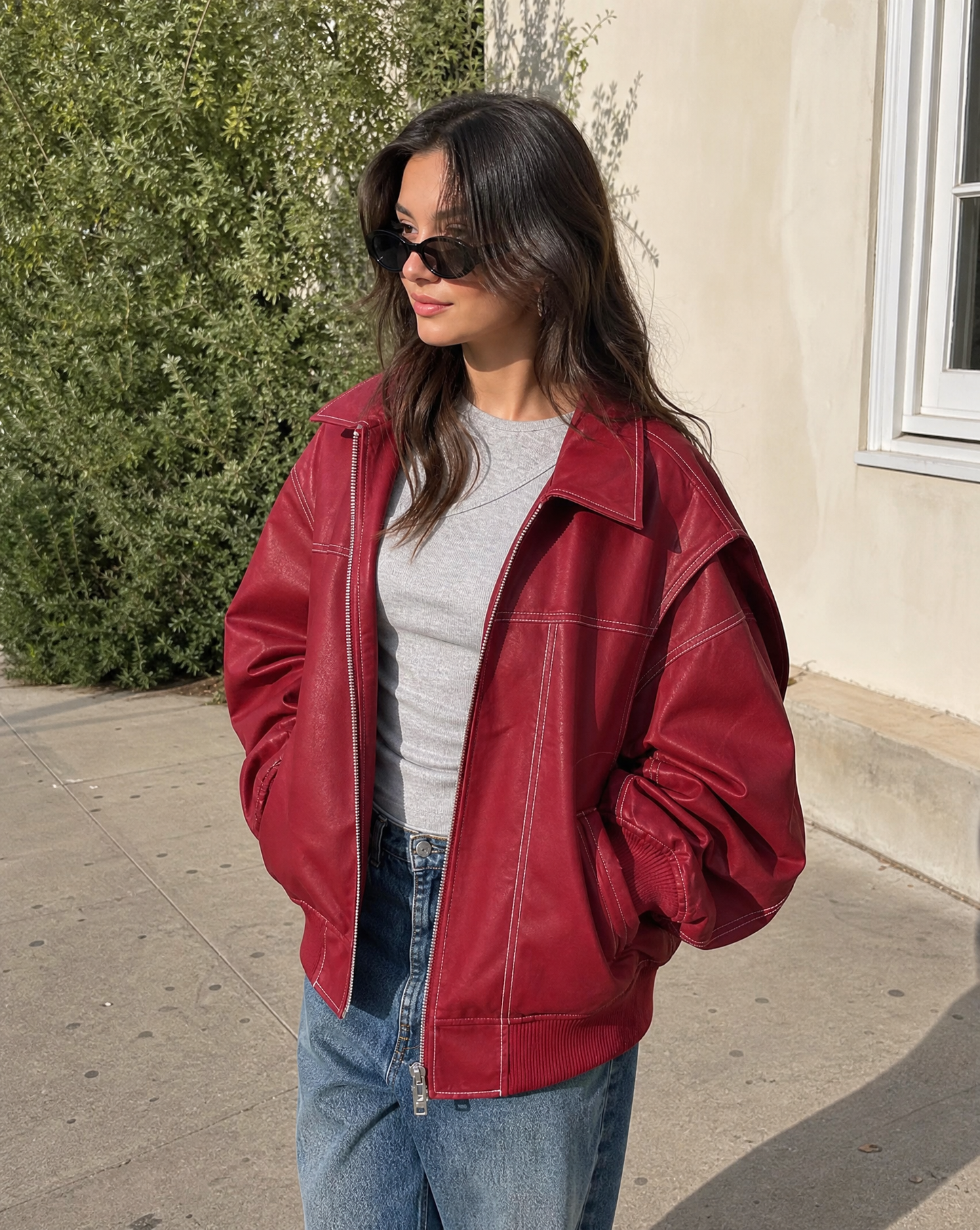 Olivia | Oversized bomber jakke med krave og lynlås til kvinder