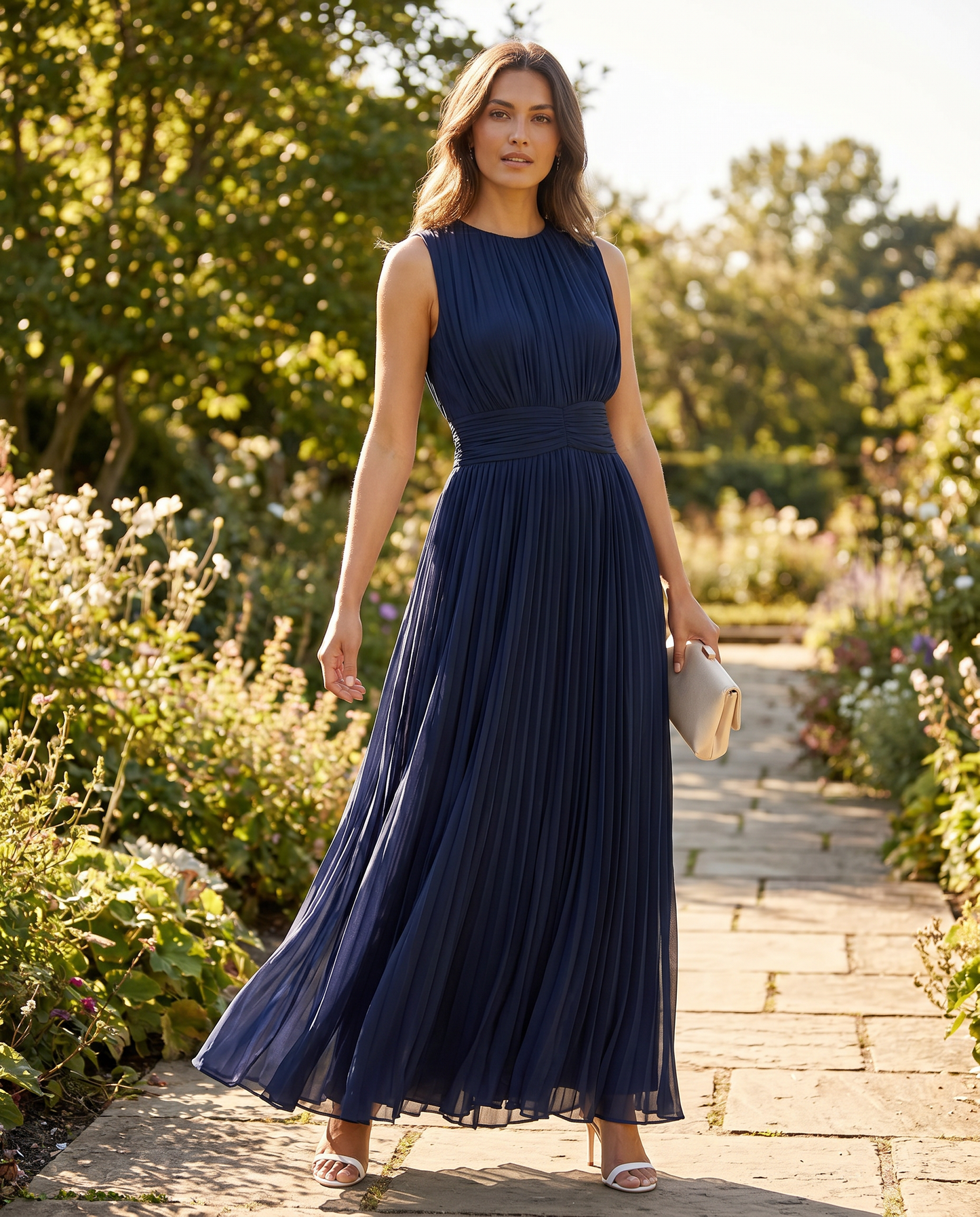 Johanne | Ærmeløs A-linje chiffon maxi kjole til festlige lejligheder