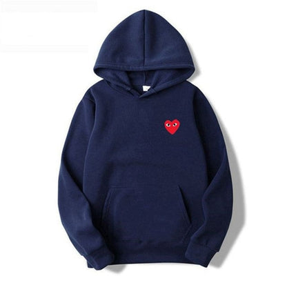 Cecilie | Afslappet hoodie med hjerteprint, kapuchon og kængurulomme