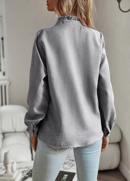 Stilfuld Elegant Flæset Knappet Bluse