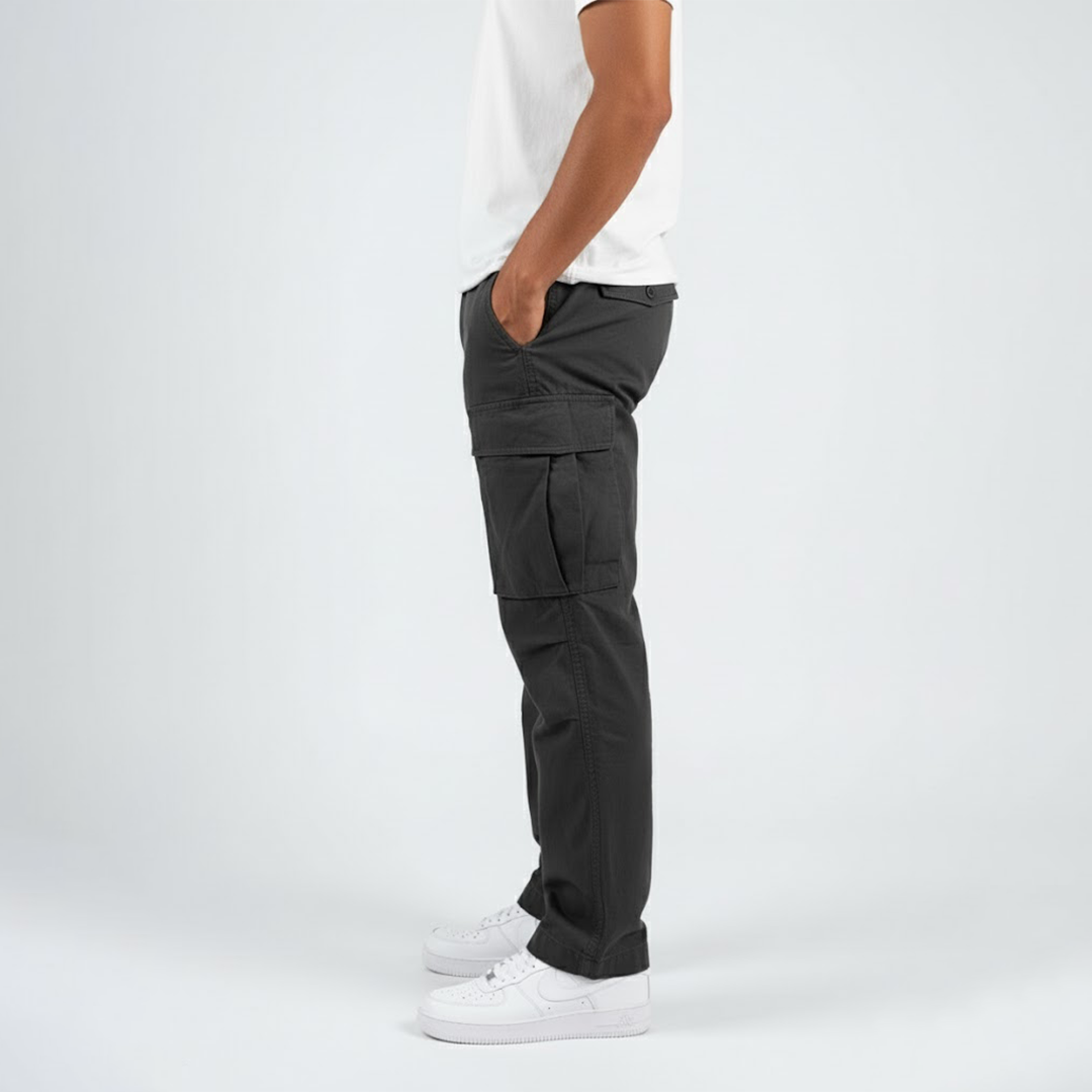 Herre cargobukser med afslappet pasform og sidelommer i streetwear-stil