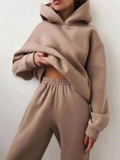 Dame Komfortabelt Hoodie Sæt Med Bukser