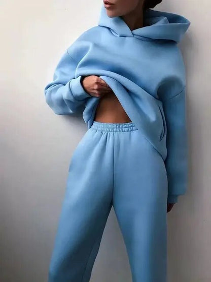 Dame Komfortabelt Hoodie Sæt Med Bukser