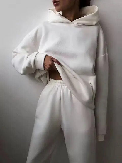 Dame Komfortabelt Hoodie Sæt Med Bukser