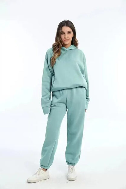 Dame Komfortabelt Hoodie Sæt Med Bukser