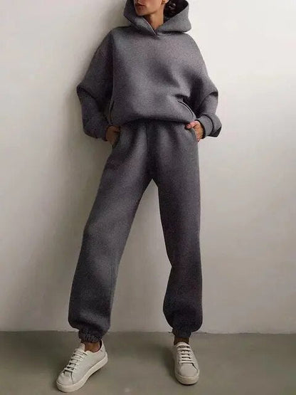 Dame Komfortabelt Hoodie Sæt Med Bukser