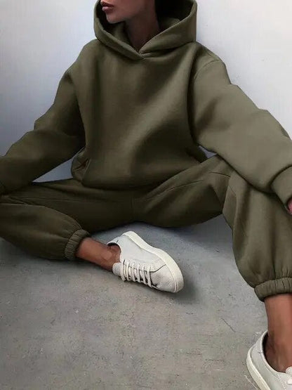 Dame Komfortabelt Hoodie Sæt Med Bukser