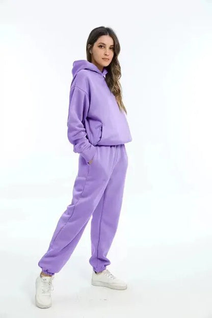 Dame Komfortabelt Hoodie Sæt Med Bukser
