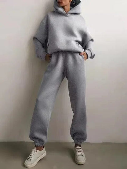 Dame Komfortabelt Hoodie Sæt Med Bukser