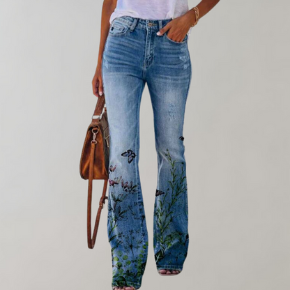 Jeans med Vide Ben og Blomstermønster