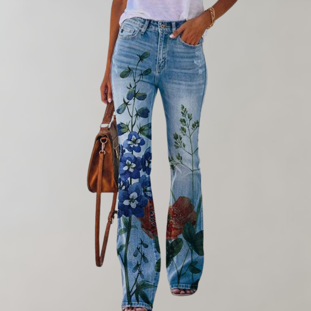 Jeans med Vide Ben og Blomstermønster