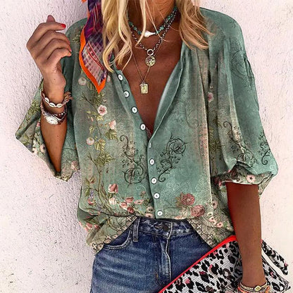 Moderne Elegant Stilfuld Blomstret Bluse