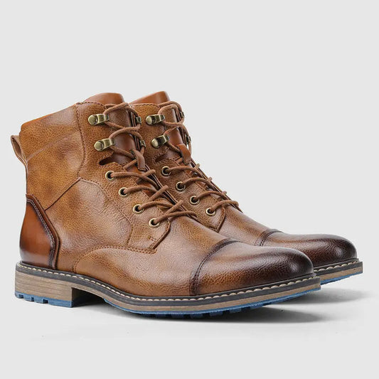 Magnus | Snørestøvler med Cap-Toe, Polstret Sål og Slidstærkt Design