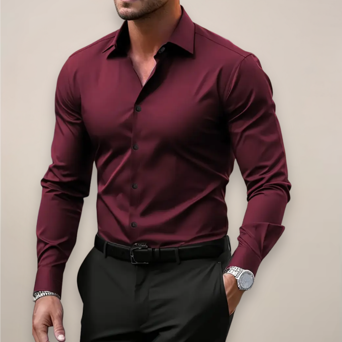 Stilfuld Herre Forårs Slim Fit Skjorte