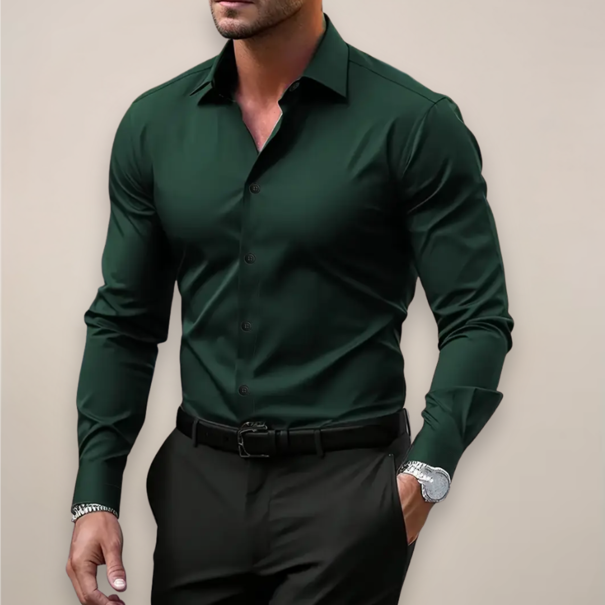 Stilfuld Herre Forårs Slim Fit Skjorte