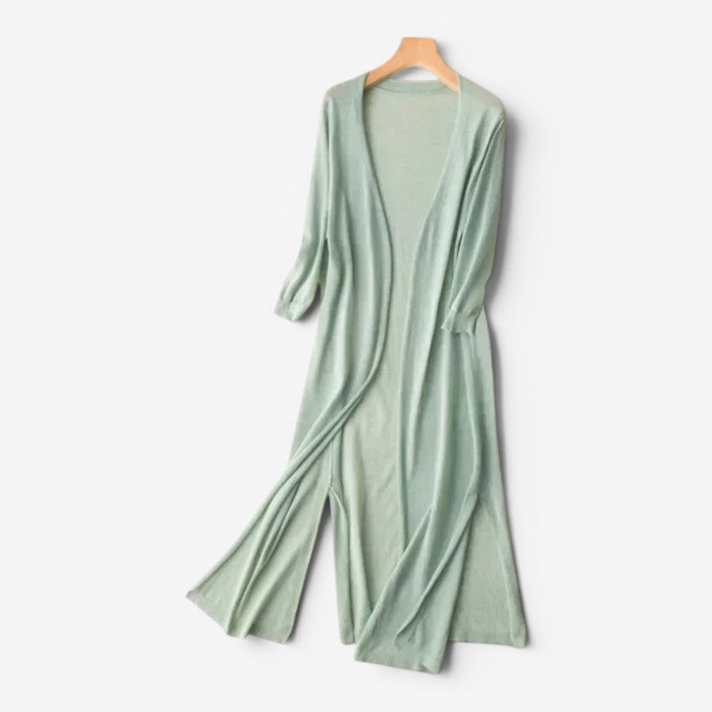 Dame Cardigan med Åben Front og Lange Ærmer