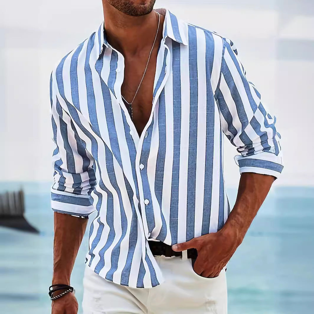 Elegant Stilfuld Komfortabel Stribet Skjorte