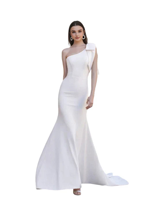 Dame Elegant Moderne Enskulder Figurformet Brudekjole