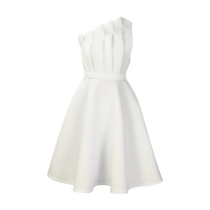 Dame Elegant Enskulder Fit-and-Flare Sommer Kjole