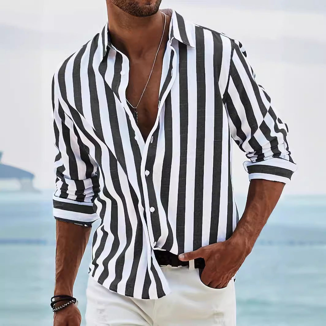 Elegant Stilfuld Komfortabel Stribet Skjorte