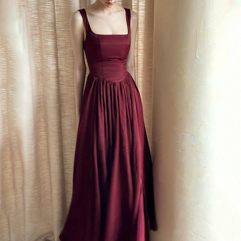 Dame Elegant Firkantet Hals Sommer Maxi Kjole