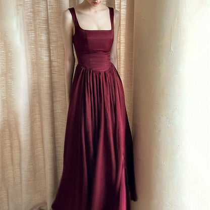 Dame Elegant Firkantet Hals Sommer Maxi Kjole