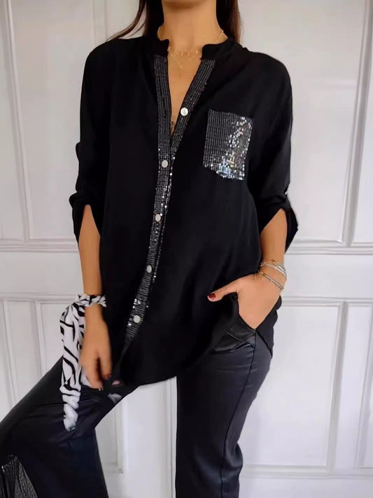 Freja – Glitrende Glamour Top Med Pailletter