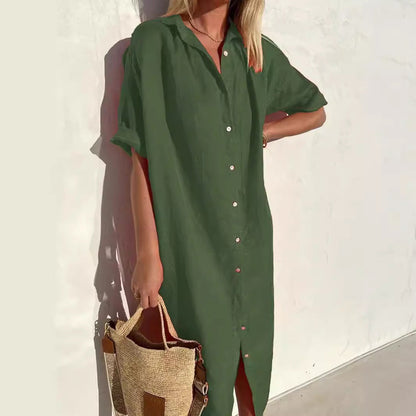 Elegant Stilfuld Komfortabel Lang Skjortekjole