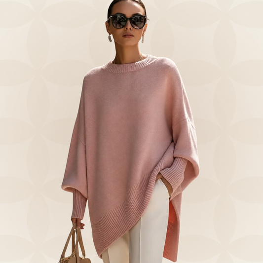 Rikke | Oversized Strikbluse med Flagermusærmer, Rund Hals & Blød Kvalitet