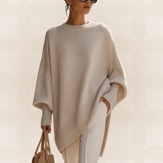 Rikke | Oversized Strikbluse med Flagermusærmer, Rund Hals & Blød Kvalitet