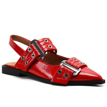 Lena - Slingback sko med spids tå og dekorative spænder