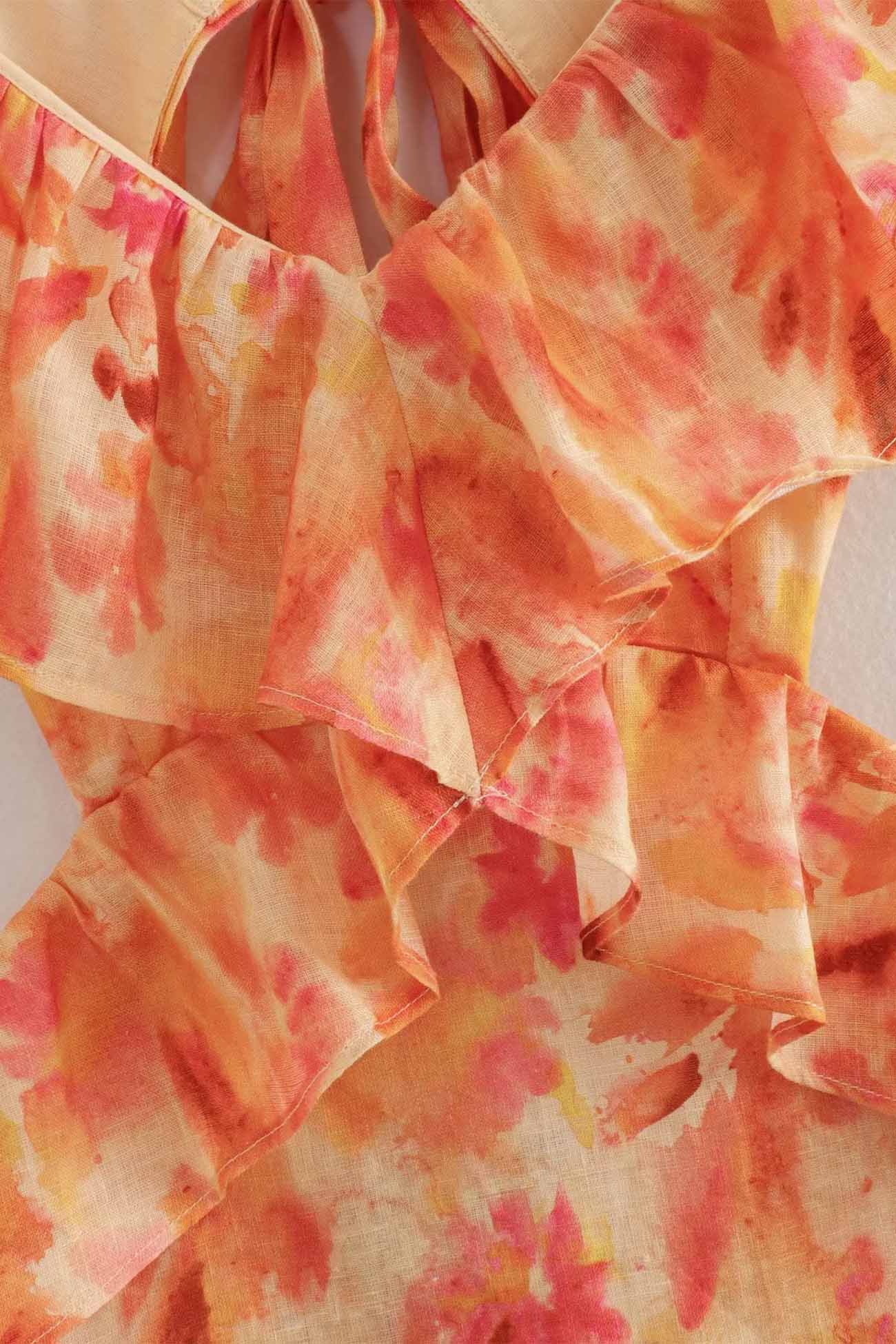 Blomstret Elegant Sommer Maxi Kjole Med Flæser